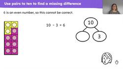 Use number pairs to 10 in subtraction contexts Instructional Video