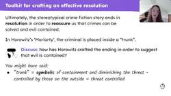 Emulating Anthony Horowitz's use of resolution in 'Moriarty' Instructional Video