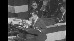 Scenes of Democratic presidential candidate Adlai Stevenson II campaigning in US before 1952 presidential election News Clip