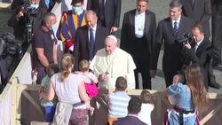 CLEAN : Pope Francis wears mask as he arrives for audience with limited public News Clip
