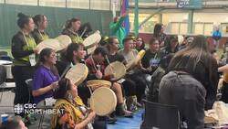 Yukon drumming delegation gifts instruments to athletes and participants News Clip