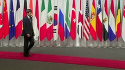 Shinzo Abe greeting Asian Development Bank President Takehiko Nakao News Clip