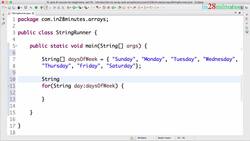 Learn Java from Scratch - A Beginner's Guide - Step 11 - Java String Arrays - Exercise Solutions - Print Day of Week with Most Instructional Video
