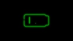 Green full charge battery 2d animation neon icon Stock Footage
