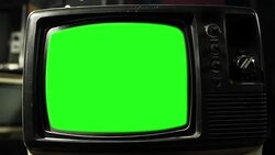 Vintage Tv Green Screen. Aesthetics Of The 80S. Stock Footage