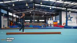 Elementary gymnastics - Beam - 2 soldier kicks Instructional Video