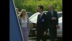 Stockshot William Hague MP unveiling a digital clock News Clip