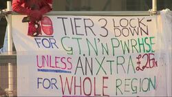 An activist climbed the scaffolding near Big Ben with banners protesting a range of topics, including Tier 3 coronavirus lockdowns. News Clip