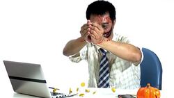 Devil give golden coin in halloween themes Stock Footage