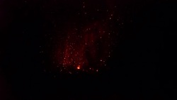 Large Eruption Sends Glowing Lava Bombs Into Night Sky Stock Footage