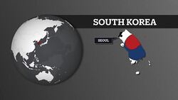 Earth Sphere Map and South Korea Country Map with National Flag Stock Footage