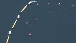 UK Heatwave - Aerials People trying to stay cool in London News Clip