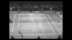 Tennis match in New York City between Australian Frank Sedgman and US player Jack Kramer News Clip