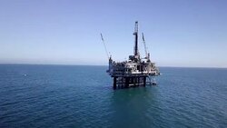 Offshore Fracking Drilling Rig in the Pacific Ocean Stock Footage