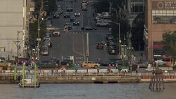 The Hudson River meets NYC traffic.  42nd Street Stock Footage