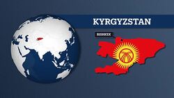 Earth Sphere Map and Kyrgyzstan Country Map with National Flag Stock Footage
