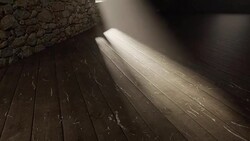 Animation of medieval empty room with light rays at window Stock Footage