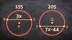 Find the value of x given two chords and arc measures Instructional Video
