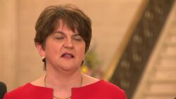 Northern Ireland's First Minister, and Leader of the DUP, Arlene Foster answers questions from press News Clip