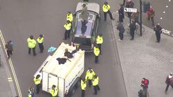Aerial views of Extinction Rebellion protests in Trafalgar Square News Clip
