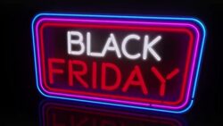 Black Friday neon flying 3 Stock Footage