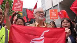 General footage of Corbyn at the St. Mungo's Homeless charity picket line News Clip