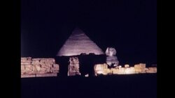 The Spinx and pyramids by night. 1976. Stock Footage