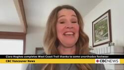 Clara Hughes completes West Coast Trail with one donated Croc after losing a runner News Clip