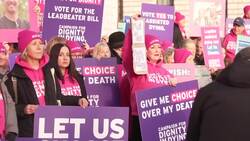 Dignity in Dying campaign outside Houses of Parliament ahead of vote News Clip