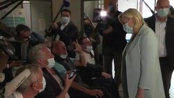 CLEAN : Far-right presidential candidate Marine Le Pen visits a rehabilitation centre in Pas-de-Calais News Clip