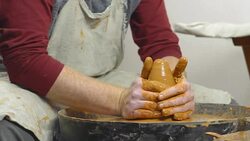 Potter makes a jug Stock Footage