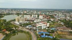 Aerial shot of E-san landmark of Mekong River at Nakhon Phanom, North east in Thailand. Concept of: power, adventure, nature and water. Stock Footage