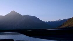 Nature and landscape twilight sunset of Zanskar Valley road on August in the Himalayas Ladakh, Leh, India. Stock Footage