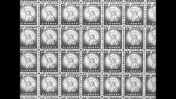 United States Post Office issues first religious stamp on 4/8/54 News Clip