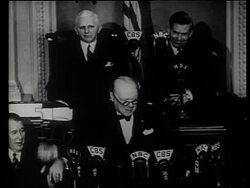 Tribute film for Sir Winston Churchill - speeches and conferences, WWII Stock Footage
