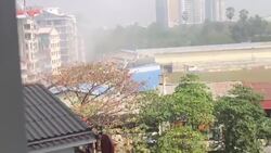 British national films Myanmar police firing gunshots at protestors News Clip