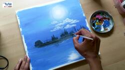 Night Landscape Painting Tutorial: Creating a Serene Moonlit Scene Instructional Video