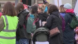 March of the Mummies: Parents who say they are forced out of work by extortionate childcare costs take to the street News Clip