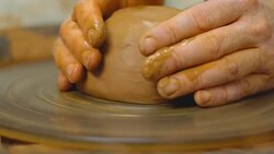 the product on the Potter's wheel Stock Footage