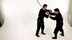 How to Do a Tsuki Kage Katana Block in Sword Fighting Instructional Video