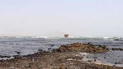 Boat wreck on the coast of Sal island at Cape Verde Stock Footage