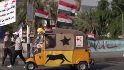 CLEAN : Iraq protesters turn sights on Iran football match News Clip