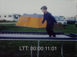 Boy and trampoline 1968 Stock Footage