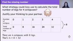 Use knowledge of the relationship between the 4 and 8 times tables to solve problems Instructional Video