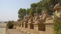 Karnak Temple in Luxor, Egypt. The Karnak Temple Complex, commonly known as Karnak, comprises a vast mix of decayed temples, chapels, pylons, and other buildings in Egypt. Stock Footage