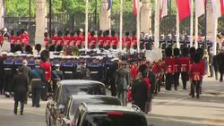 Royal procession carrying coffin of Queen Elizabeth departs Westminster Abbey News Clip