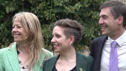 Four newly elected Green MPs gather at College Green in London News Clip