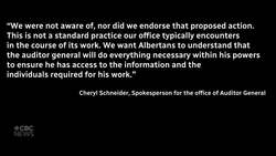 Auditor General at odds with Alberta government over use of lawyer in health investigation News Clip