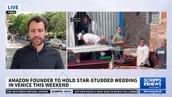 Protesters greet Bezos and Sanchez in Venice ahead of their extravagant wedding News Clip