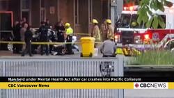 Man held under Mental Health Act after car crashes into Pacific Coliseum News Clip
